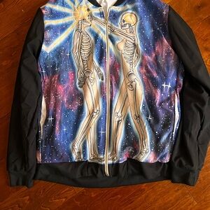 Galaxy Skeleton Print Men's Bomber Jacket
